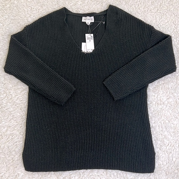 For The Republic Sweaters - For the Republic Black Knit Sweater Womens Size Medium Fall Winter Casual Cozy